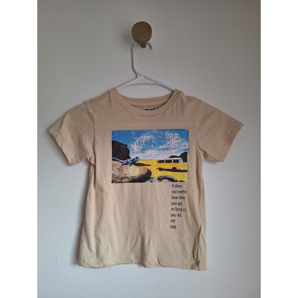 Hawke & Co Boys 3 Piece Set Striped Button Down Graphic Tee Olive Shorts NEW - Picture 3 of 5